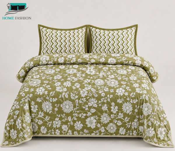 12. Olive Daisy Fields King Size Bedsheet Set
