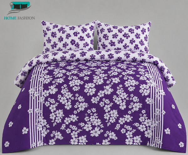 14. Violet Daisy Trail King Size Bedsheet Set
