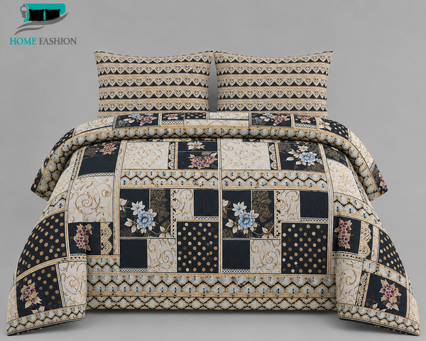 15. Noir Heritage Patchwork King Size Bedsheet Set