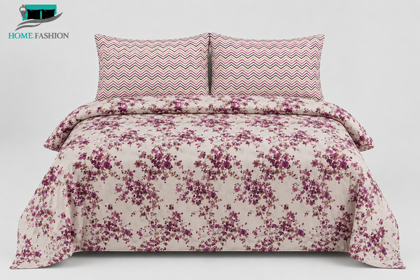 7. Plum Blossom Chevron King Size Bedsheet Set